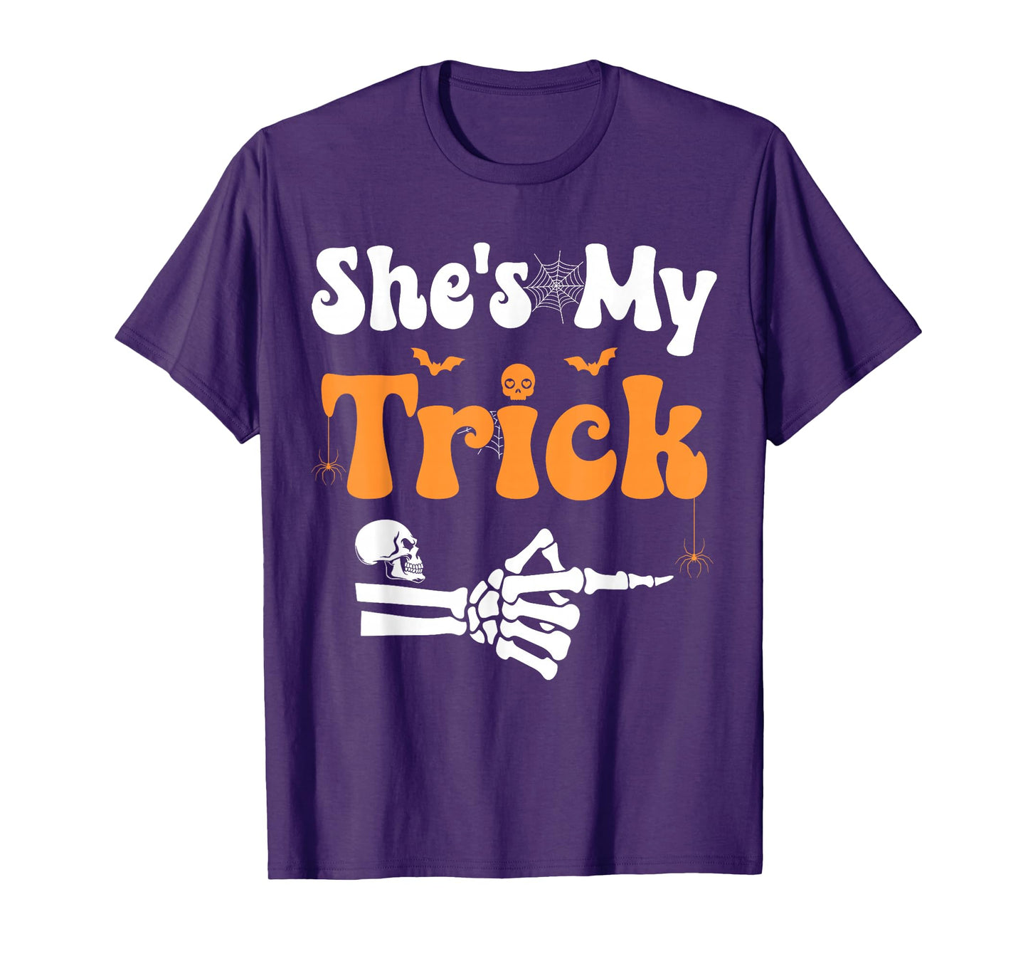 She's My Trick Skeleton Couples Matching Couple Halloween T-Shirt