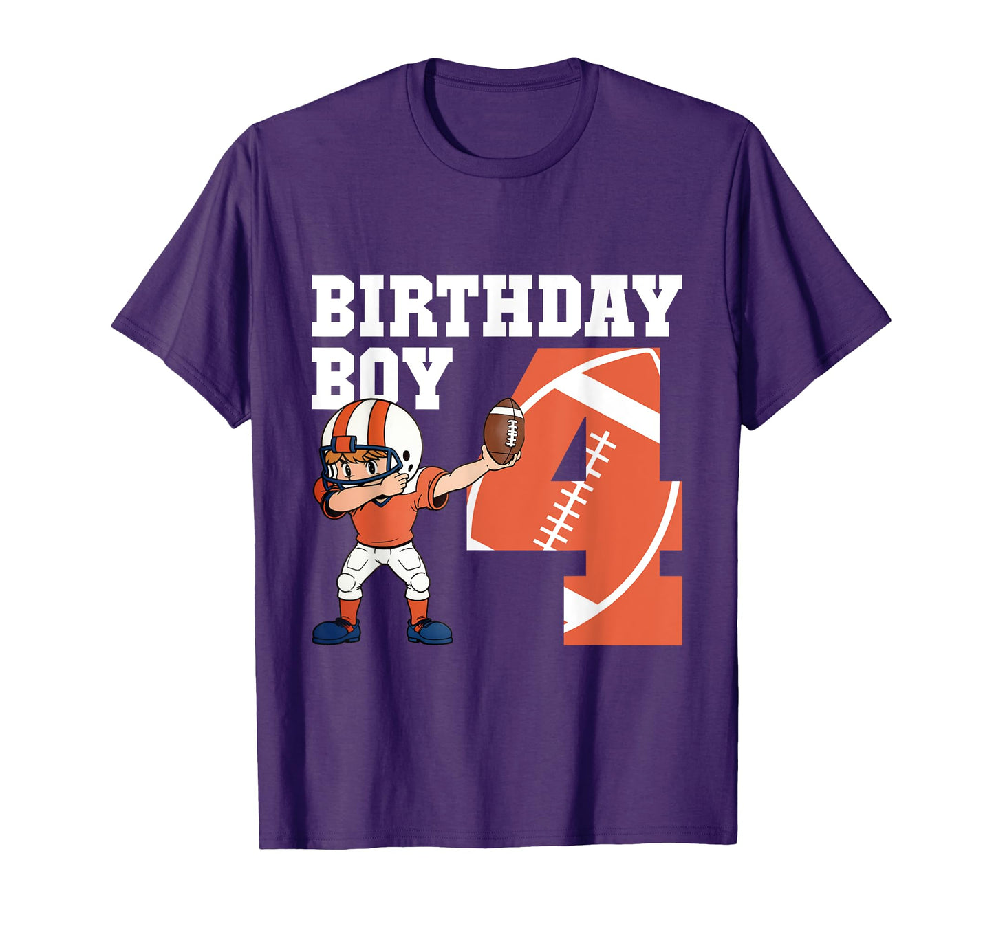 4th Birthday Boy Football Player Dabbing 4 Years Old Kids T-Shirt