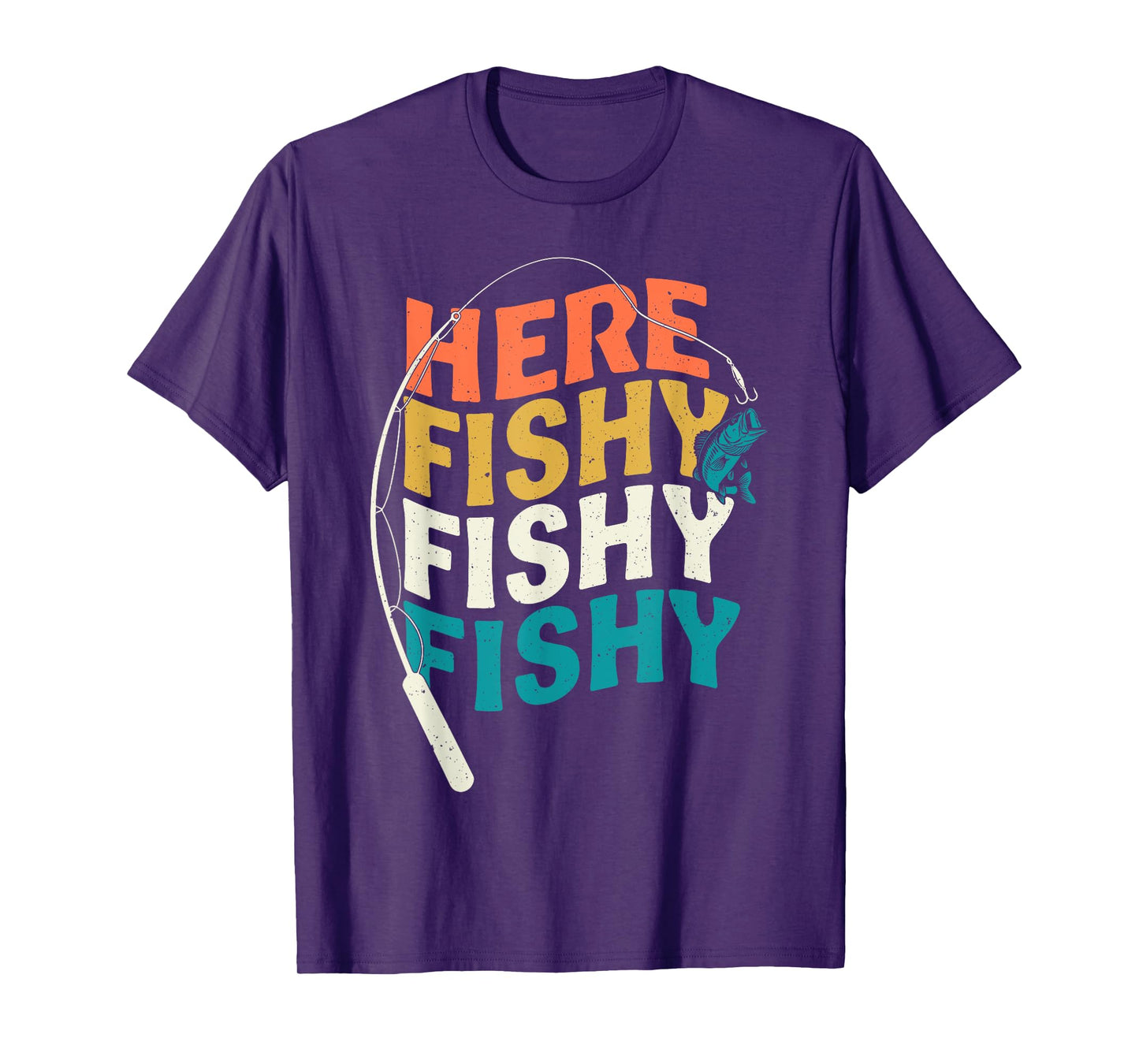 Fishing Funny Saying Vintage Graphic Here Fishy Fisherman T-Shirt