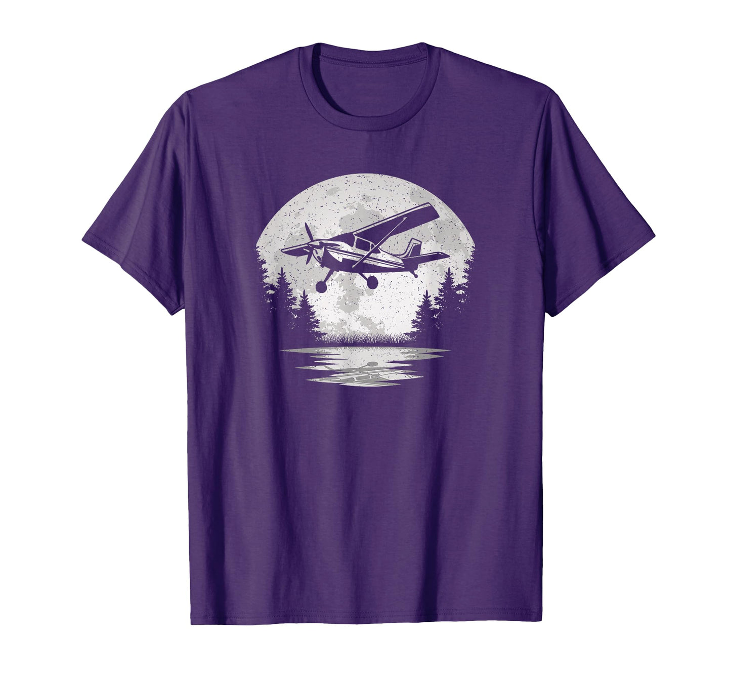 Vintage Airplane Moon Fly Plane Aviator Aviation Pilot Men T-Shirt