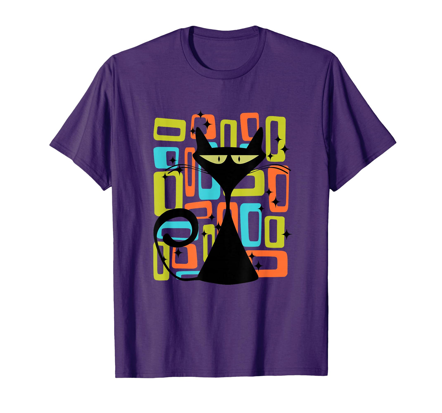 Retro Cat Midcentury Mid Century Style Modern Abstract Shape T-Shirt