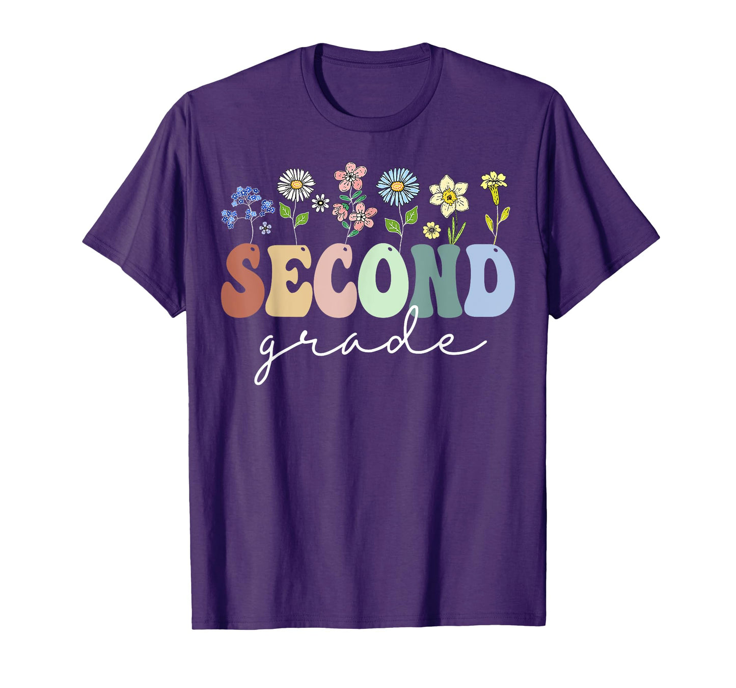 2nd Grade Wildflower Floral Back To School Gift For Teachers T-Shirt for Men Women Girls Kids