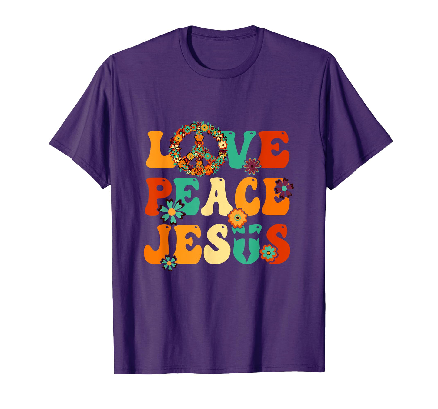 Love Peace Jesus Christian Fun 60S 70S Costume Groovy Hippie T-Shirt