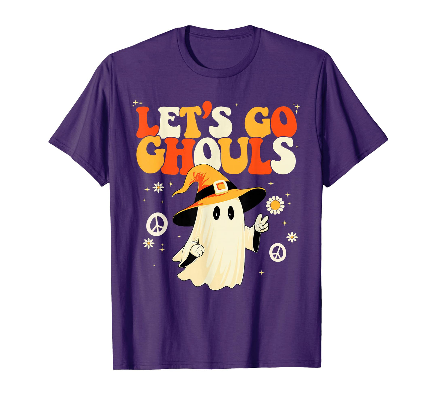 Let's Go Ghouls Halloween Ghost Outfit Costume Retro Groovy T-Shirt