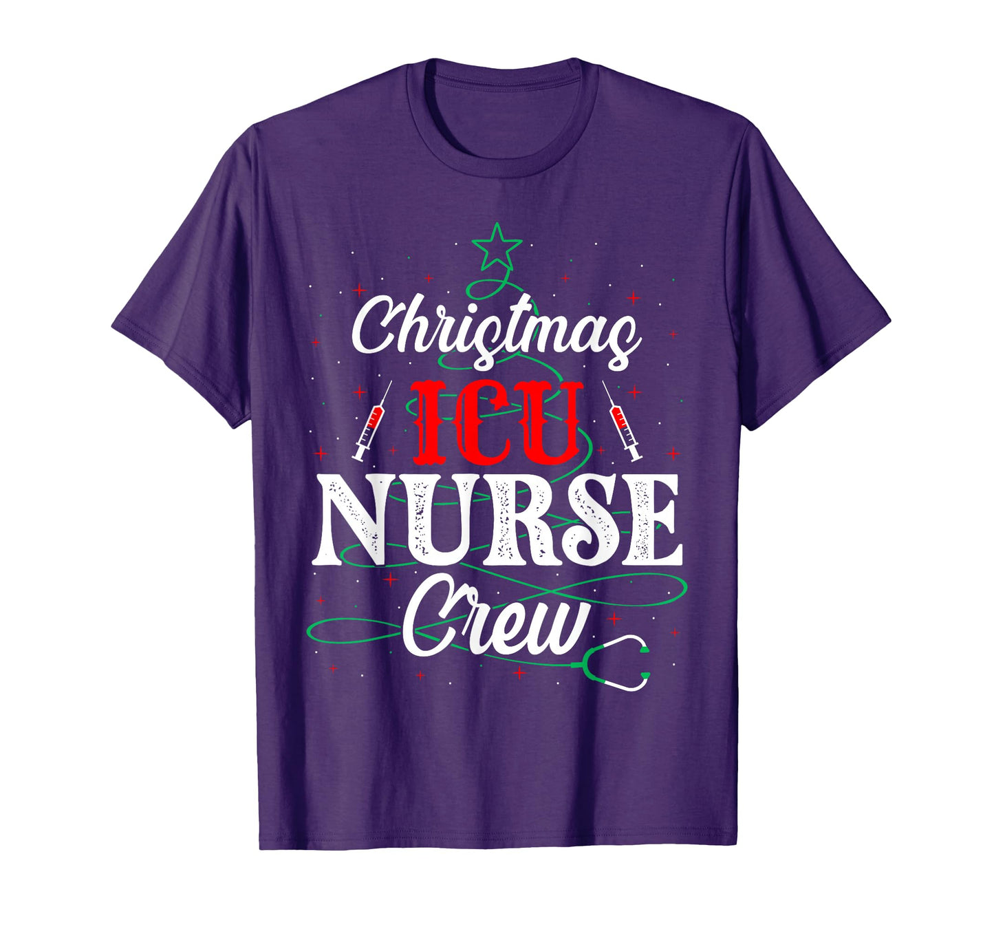 Christmas ICU Nurse Crew Funny Nursing Xmas Tree T-Shirt
