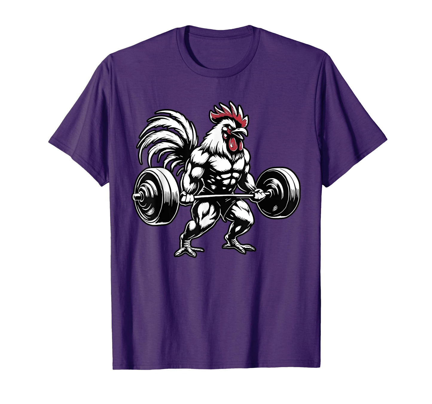 Vintage Rooster Weightlifting Bodybuilder Muscle Fitness T-Shirt