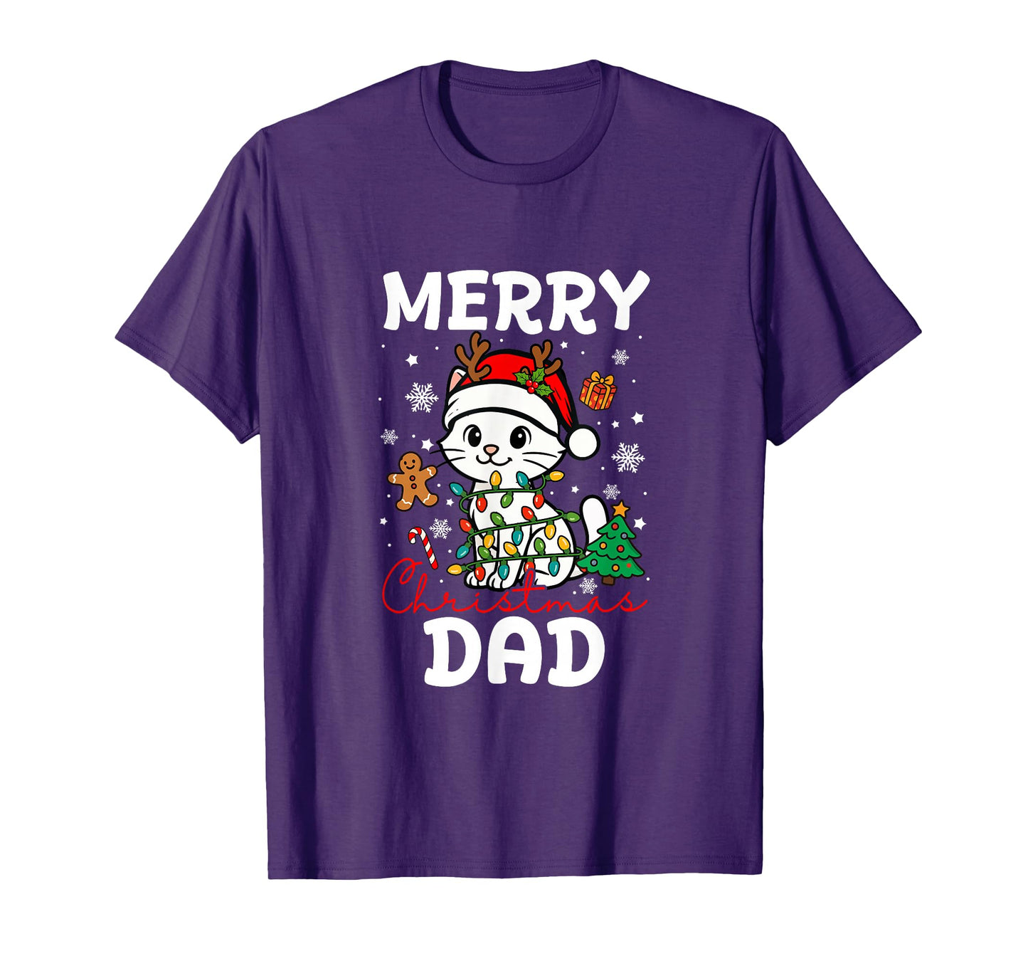 Merry Christmas Dad Santa Cat Funny Owner Lover Family T-Shirt