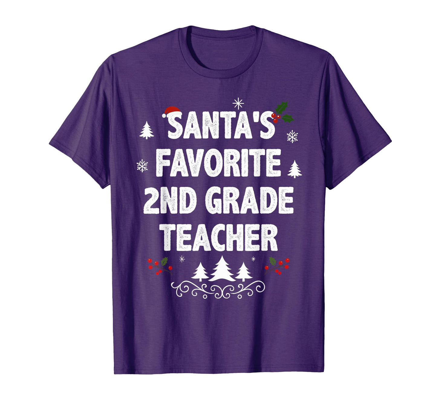 Santa's Favorite 2nd Grade Teacher Funny Christmas Pajamas T-Shirt