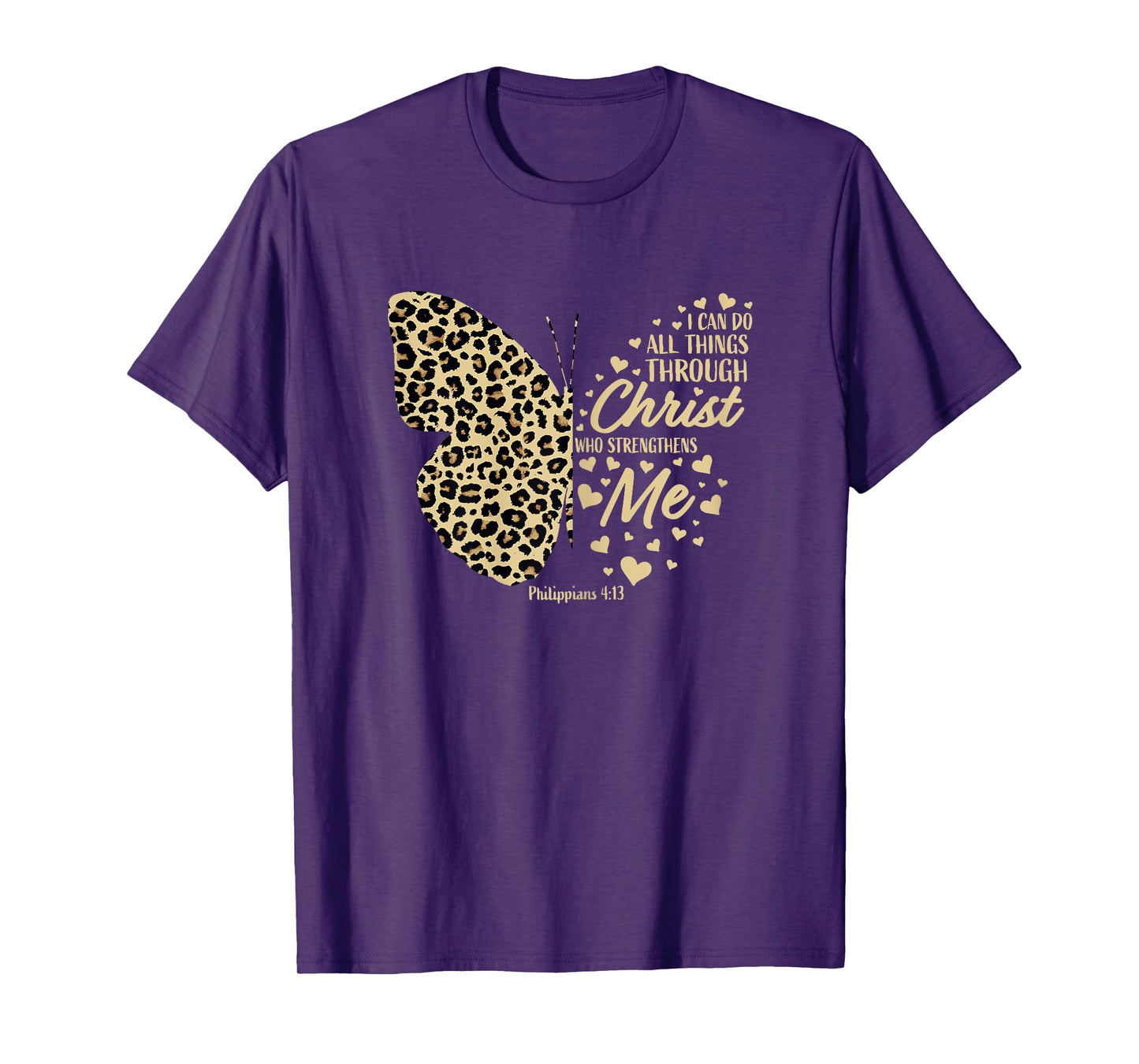 Christian Bible Verse Butterfly Cheetah Mom Women Teen Girls T-Shirt