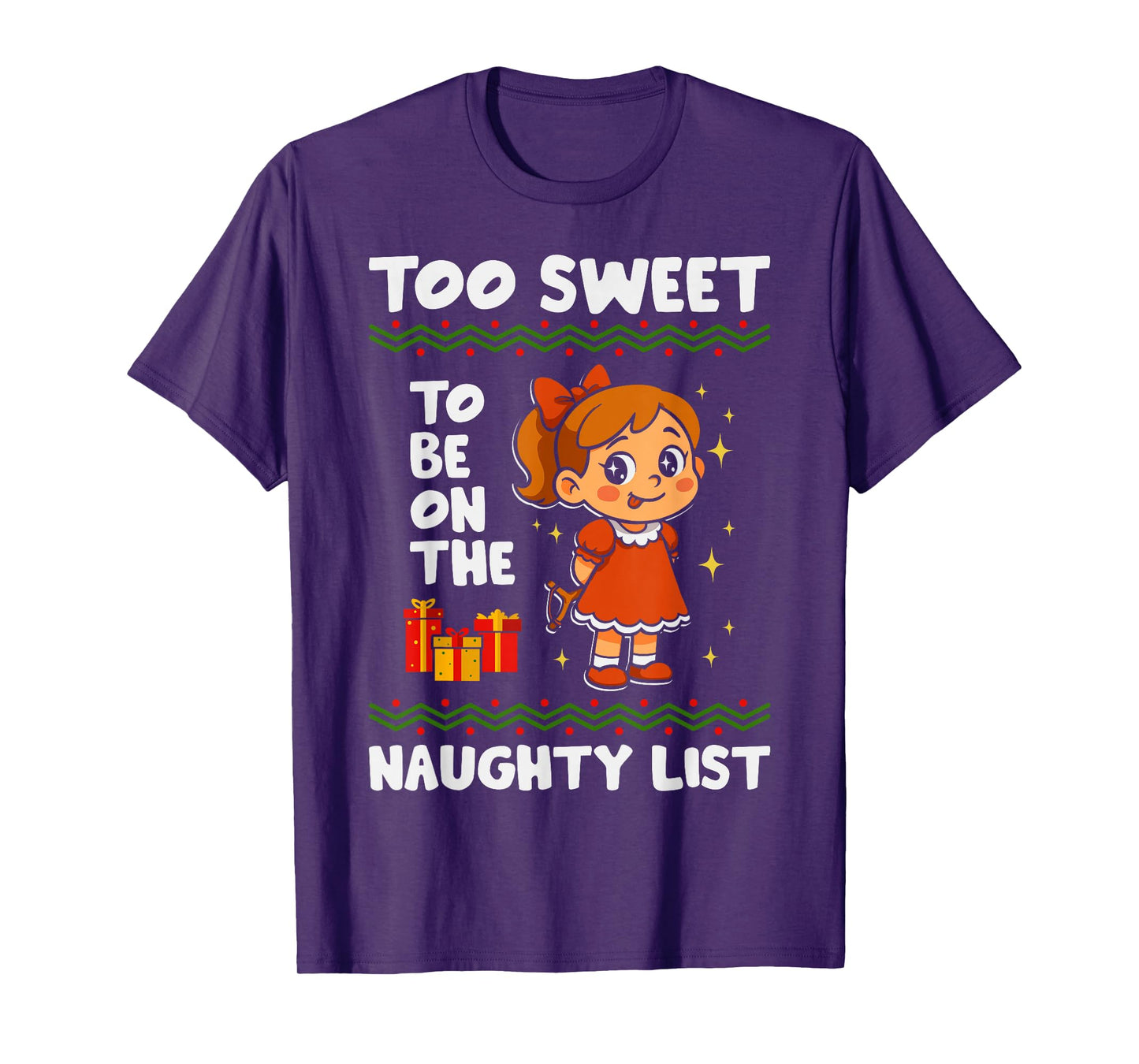 Too Sweet to Be On Naughty List Christmas Santa Xmas Family T-Shirt