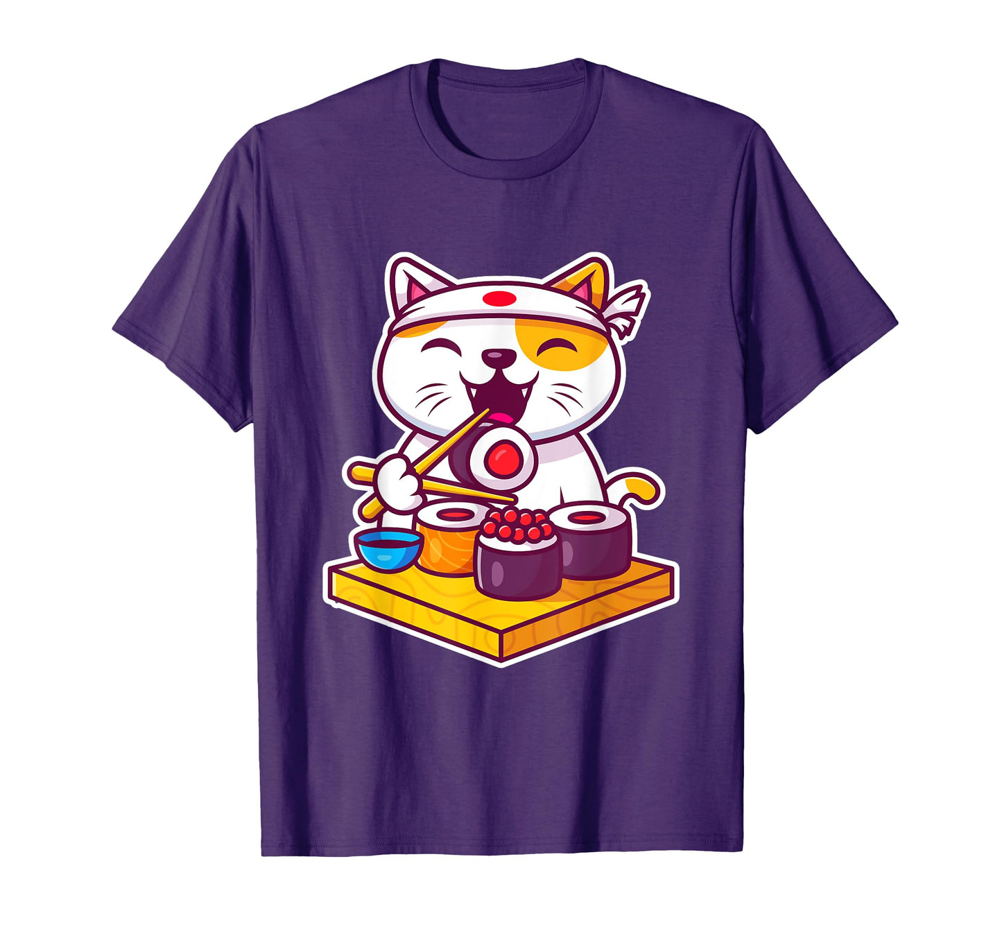 Funny Cool Sushi Cat New Look Outfit Illustration Graphic Men Women Kids T-Shirt
