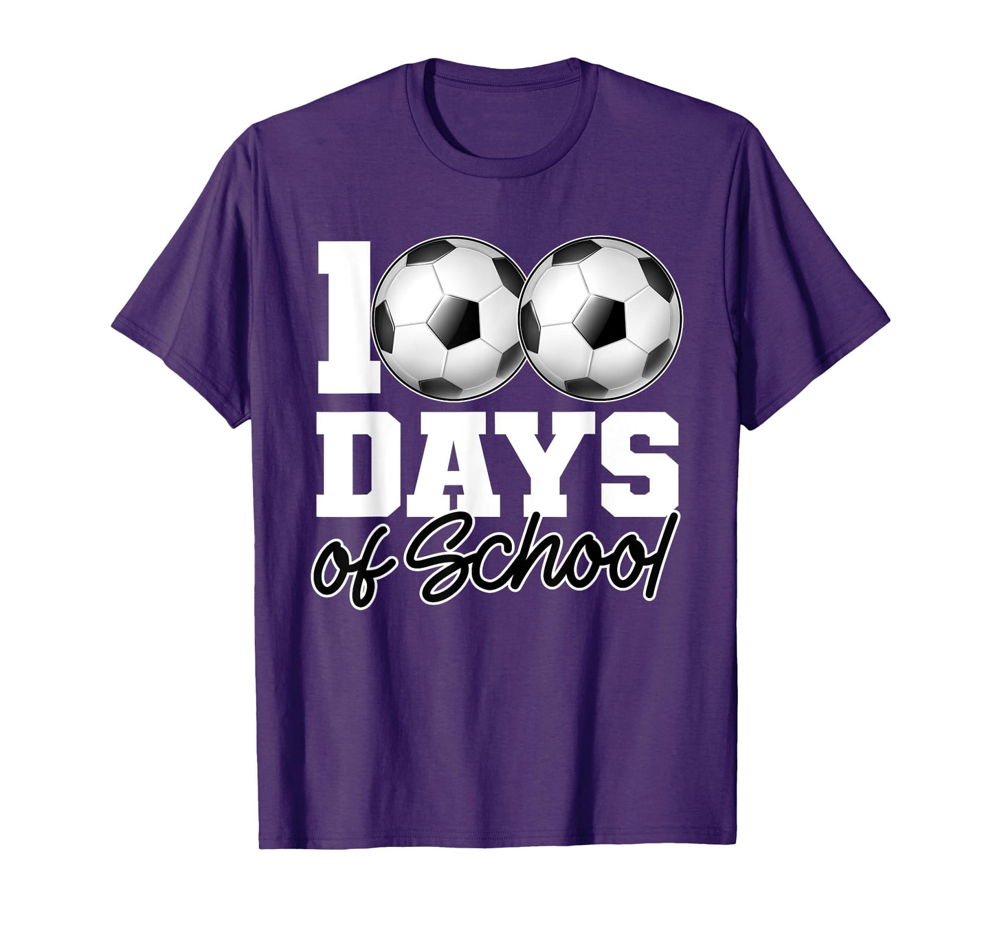 100 Days of School Soccer Ball 100th Day School Gym Teacher T-Shirt for Men Women Girls Kids