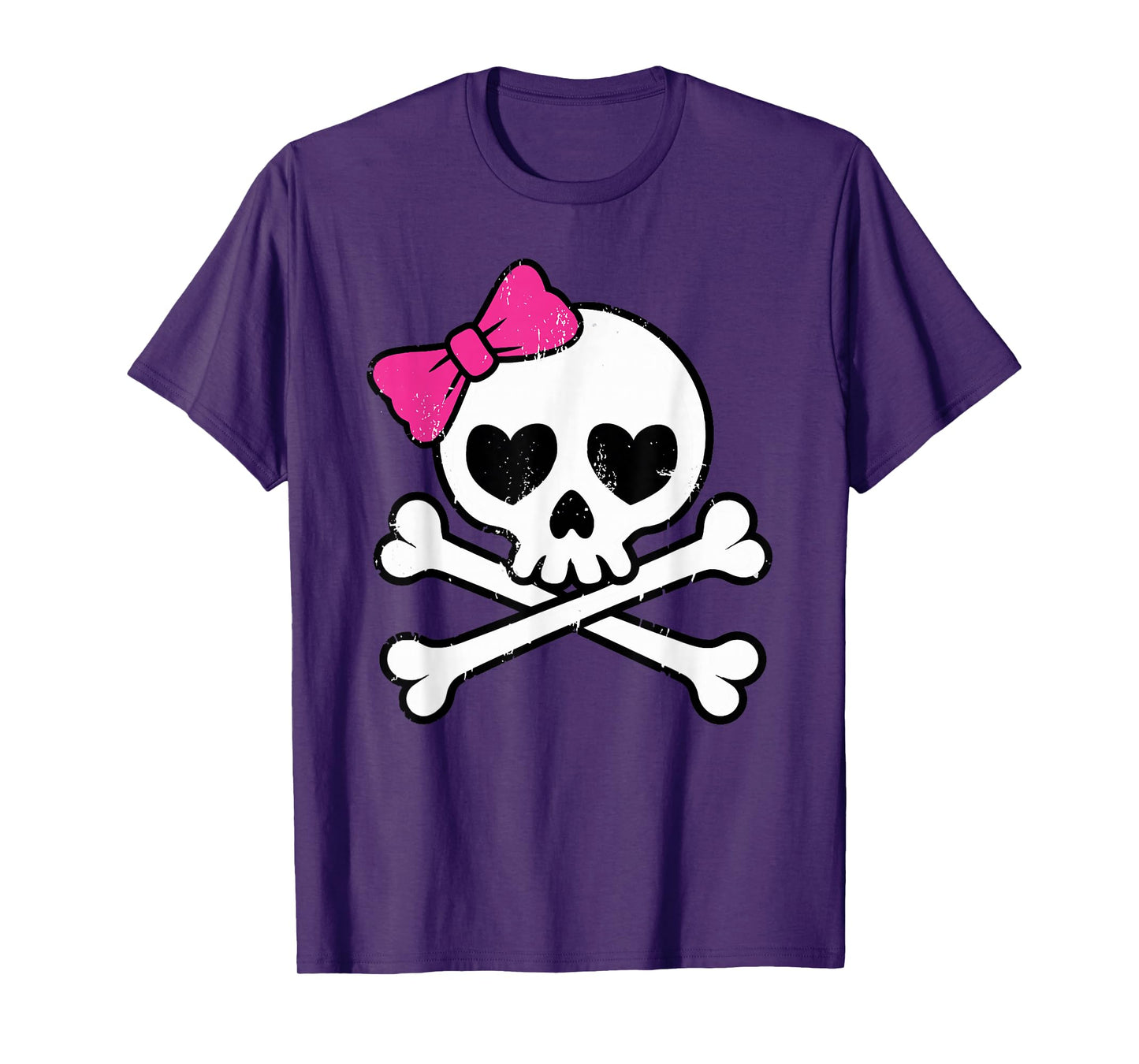 Cute Pretty Pink Skull Crossbones Girl with Hot Pink Bow T-Shirt