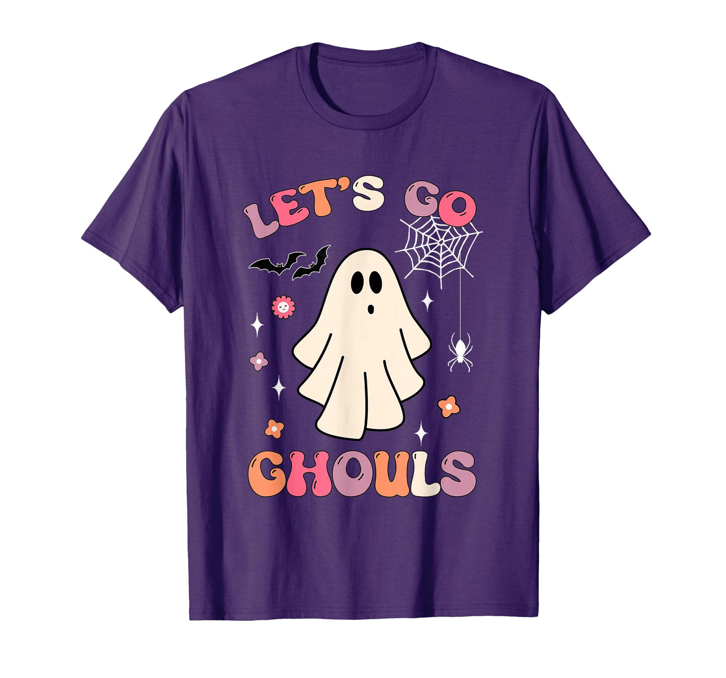 Halloween Ghost Outfit Costumes Retro Groovy Let's Go Ghouls T-Shirt