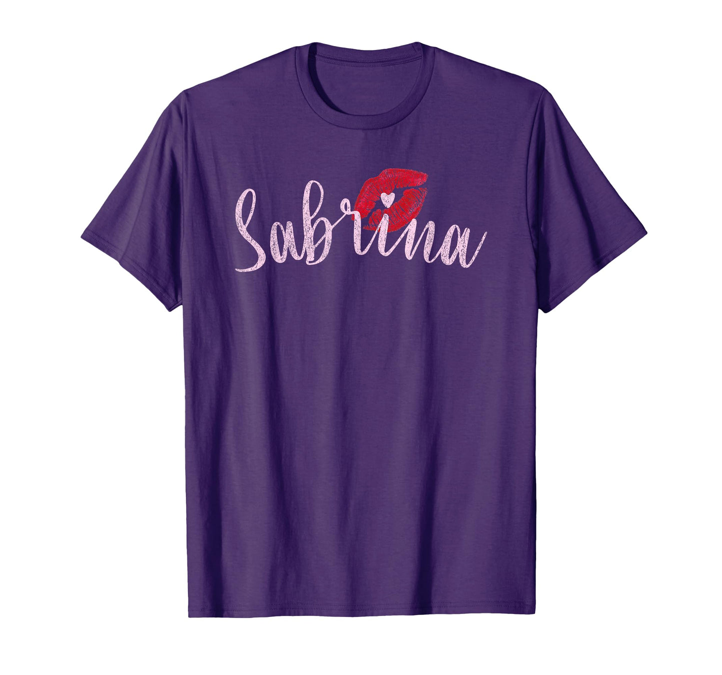 Sabrina Name Graphic T - Heart Lips - Personalized Chic T-Shirt