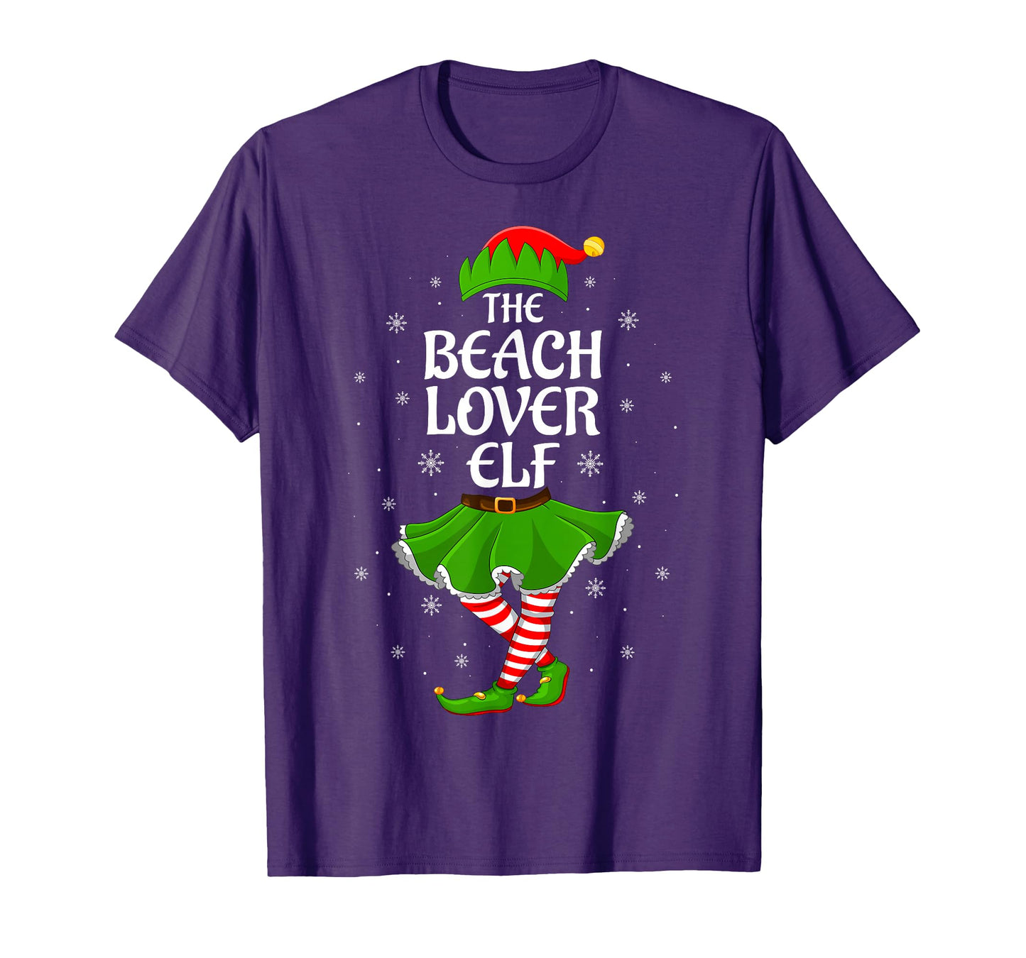 Beach Lover Elf Christmas Family Girls Women Elf Squad Xmas T-Shirt