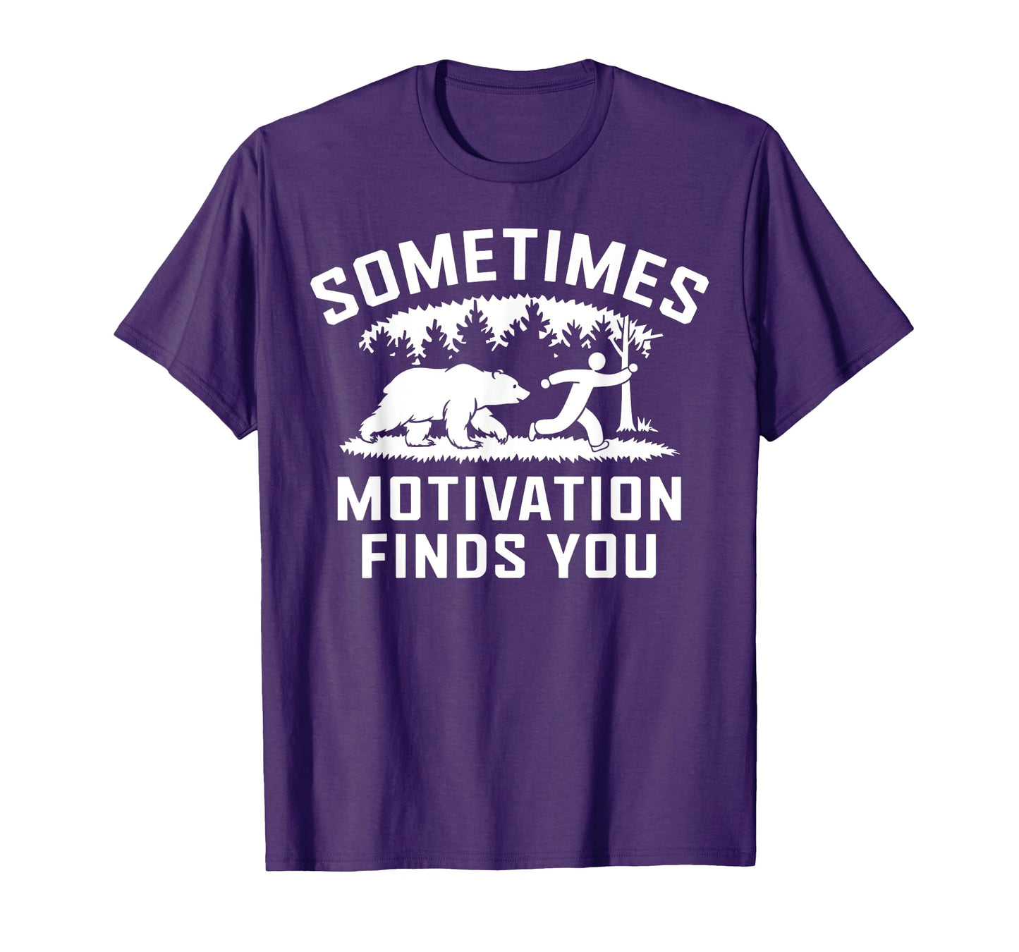 Motivation Finds You Bear Chasing Runner Funny Exercise T-Shirt
