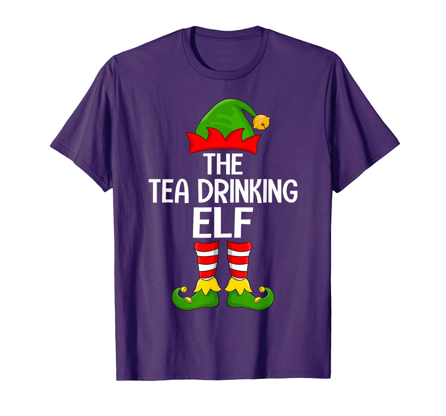 Tea Drinking Elf Xmas Matching Family Elf Squad Christmas T-Shirt