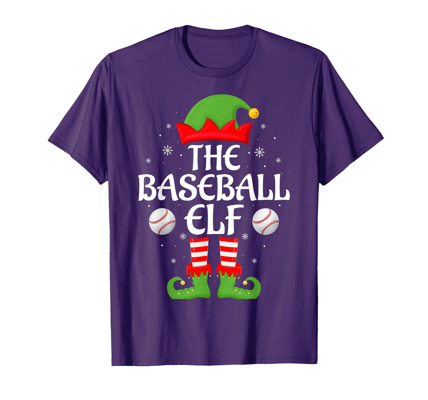 Baseball Elf Xmas Family Matching Elf Squad Christmas T-Shirt