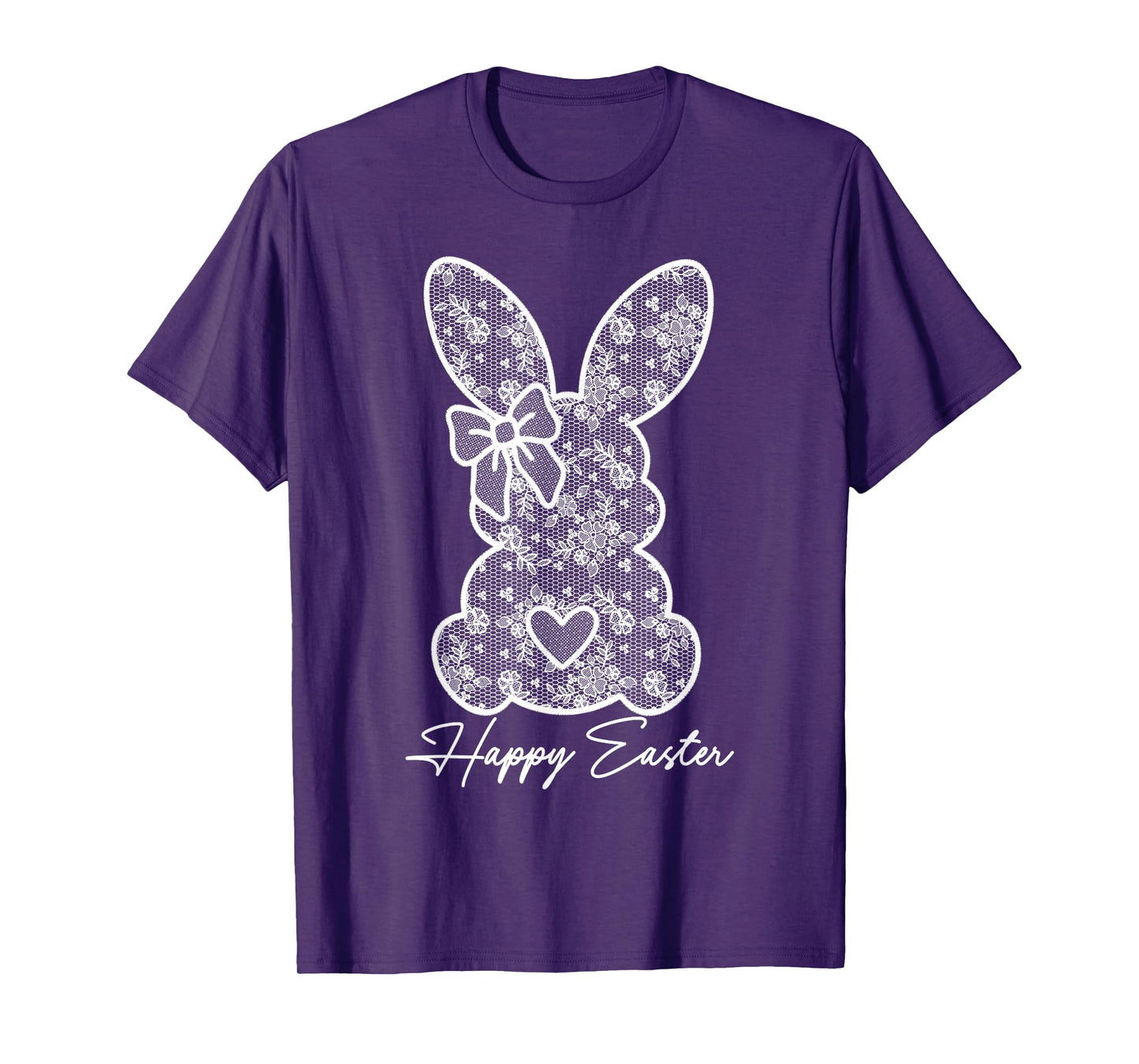 White Lace Bunny Coquette Bow Happy Easter Women Girl T-Shirt