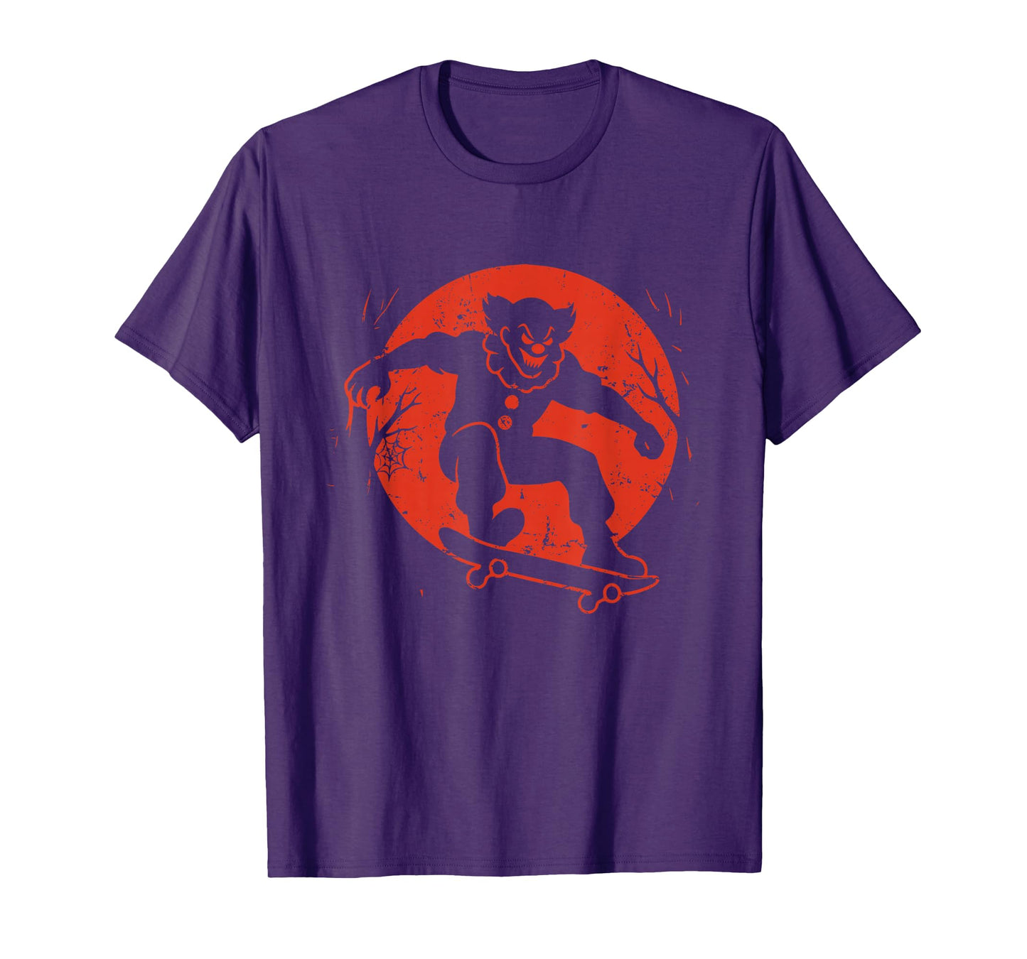 Creepy Clown Skateboard Halloween Moon T-Shirt