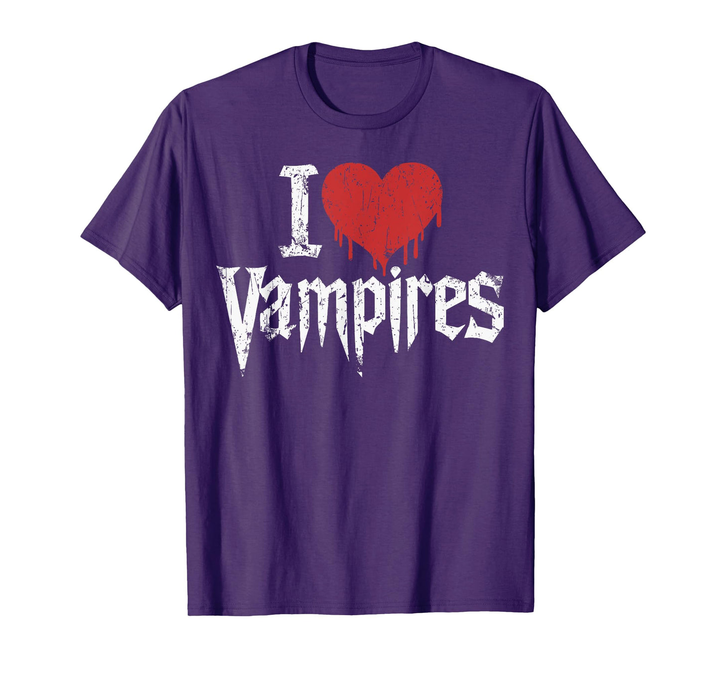 I Love Vampires I Red Heart Vampires Grunge Halloween Horror T-Shirt