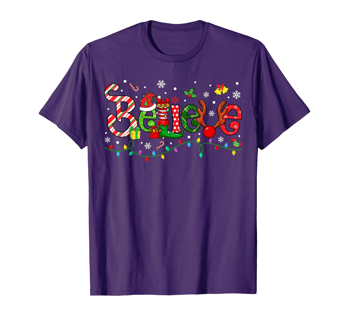 Believe Merry Christmas Santa Team Squad Matching Family T-Shirt