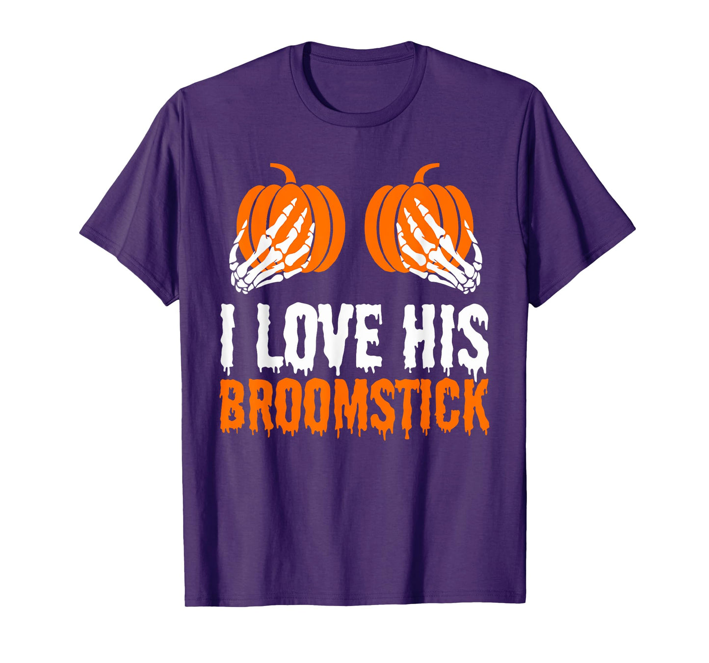 I Love His Broomstick I Love Her Pumpkins Halloween Couples T-Shirt