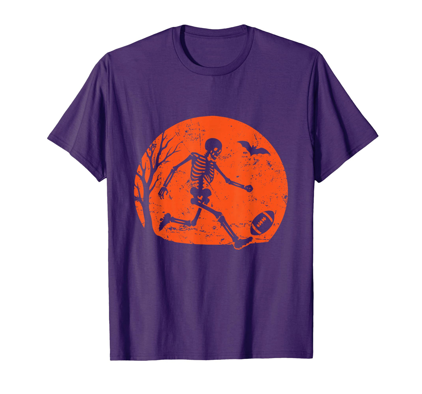 Skeleton Football Kick Under Moon T-Shirt