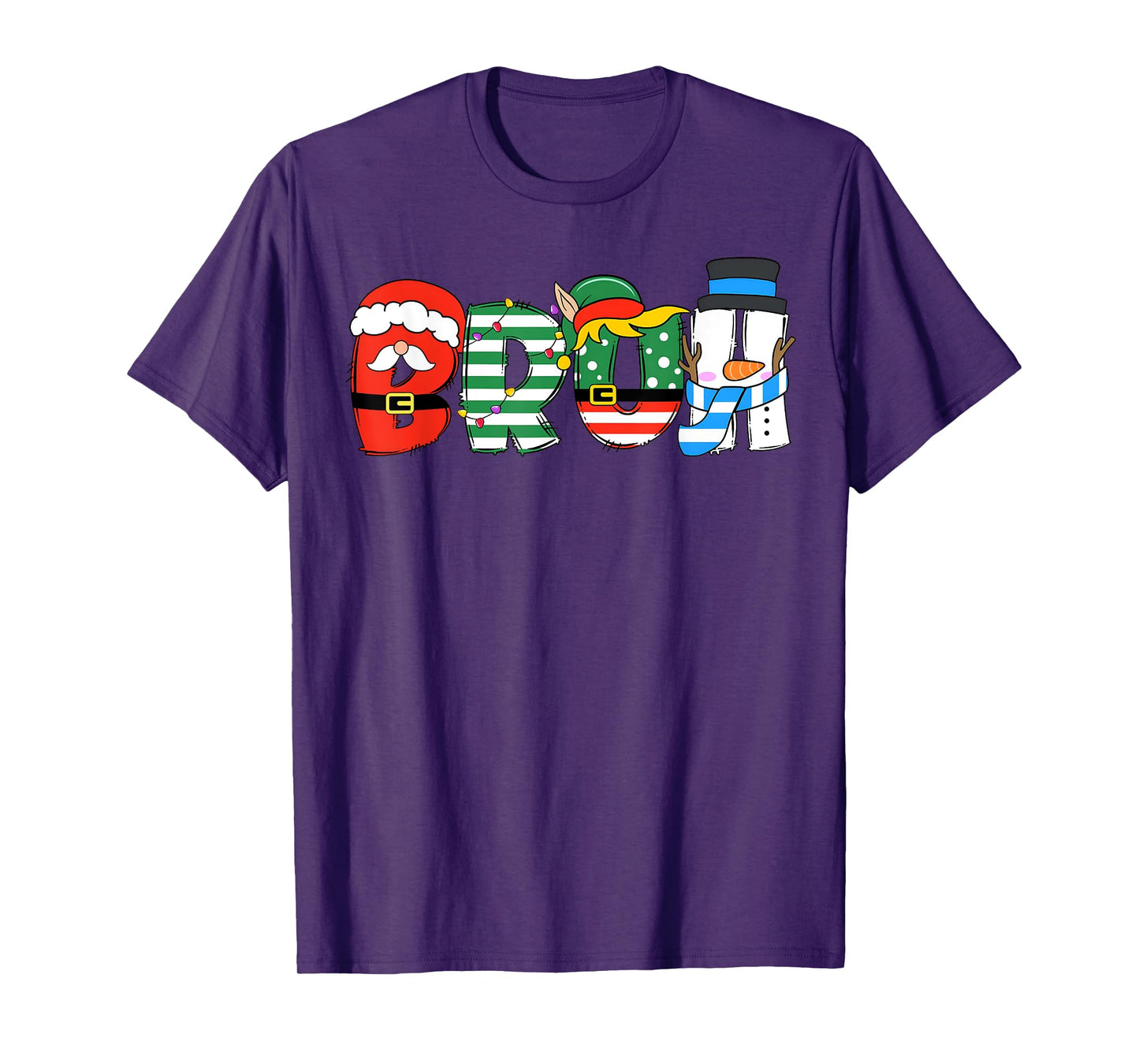 Bruh Santa Squad Merry Christmas Xmas Lights Family Holiday T-Shirt