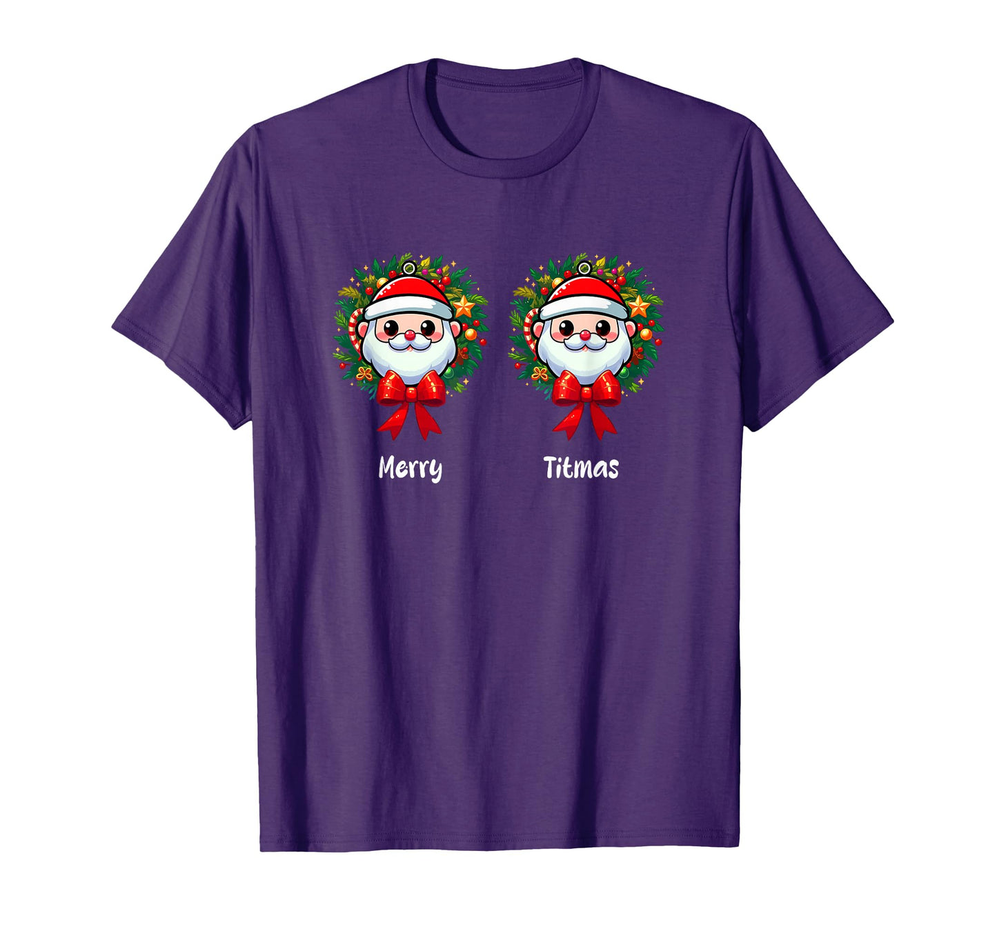 Merry Christmas Funny Joke Bra Women Costume Two Cute Santa T-Shirt