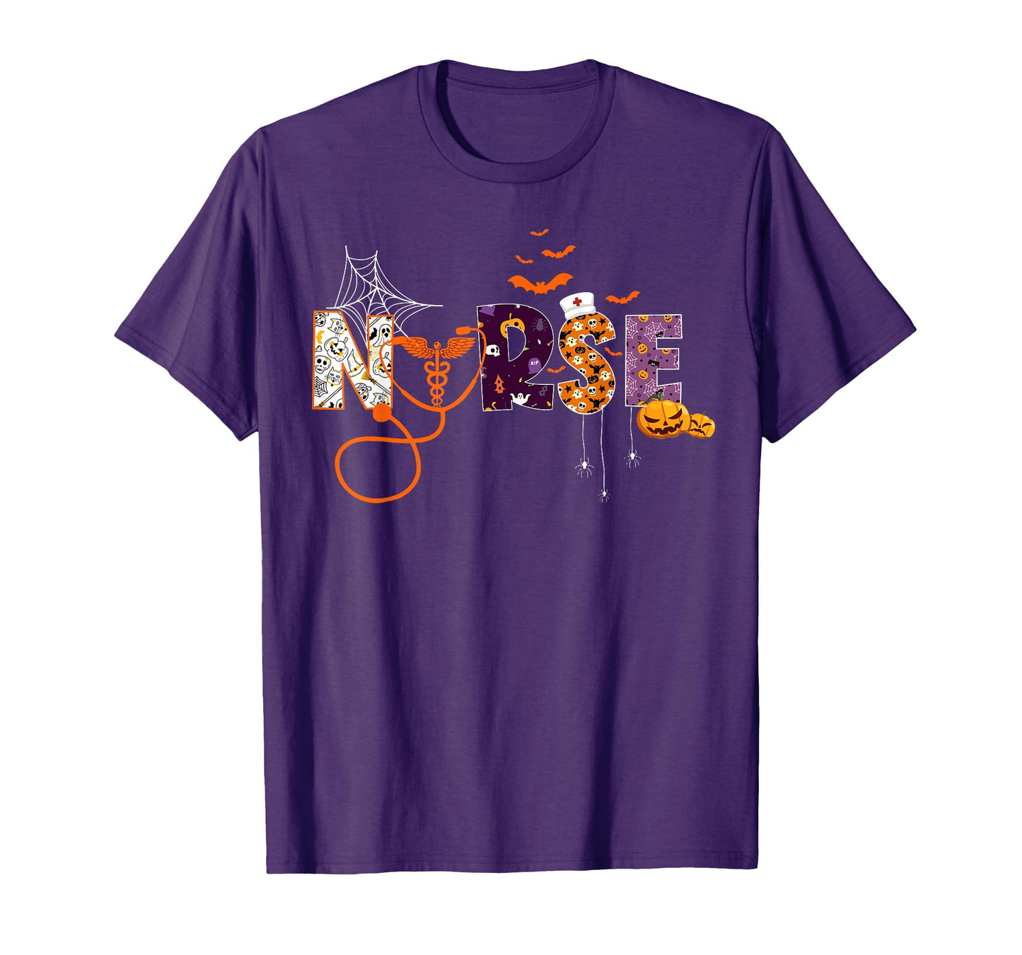 Halloween Nurse Nursing Cute Health Worker Halloween Pattern T-Shirt