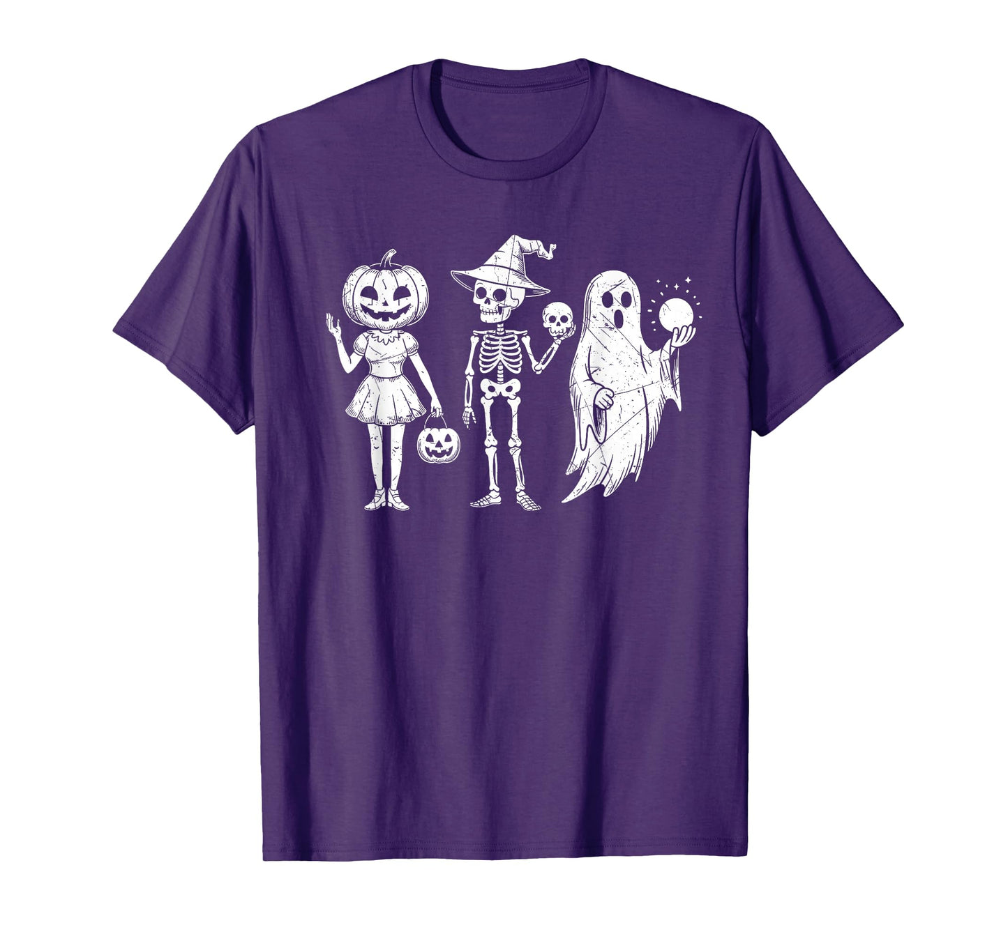 Cute Halloween Pumpkin Skeleton Ghost Trio T-Shirt