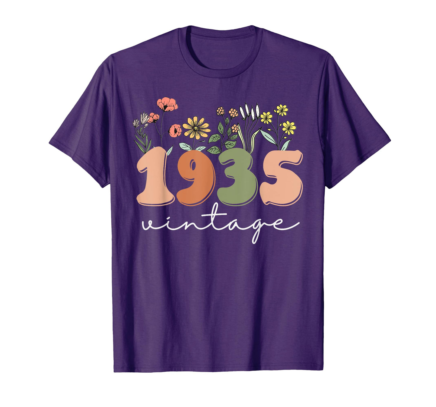 90 Years Old Vintage 1935 90th Birthday Tee Wildflower Women T-Shirt