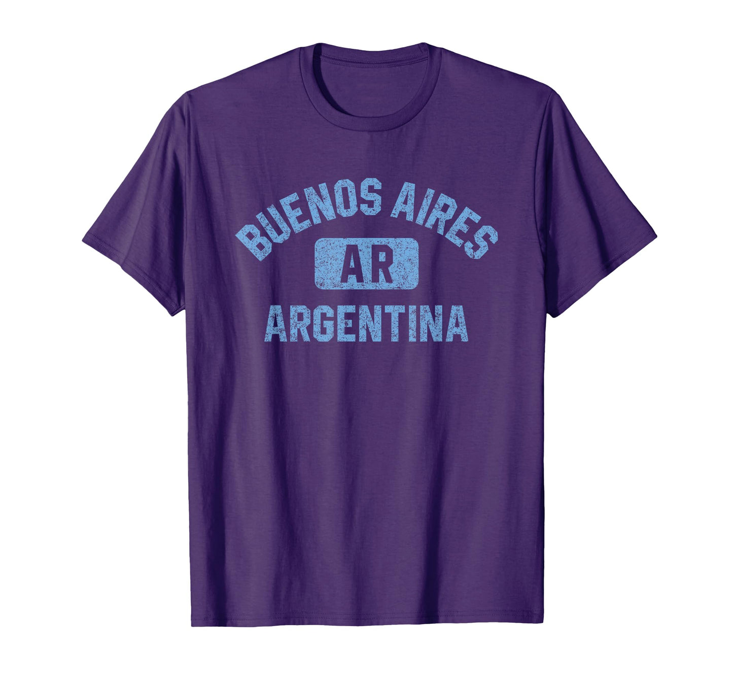 Buenos Aires Argentina Gym Style Distressed Light Blue Print T-Shirt