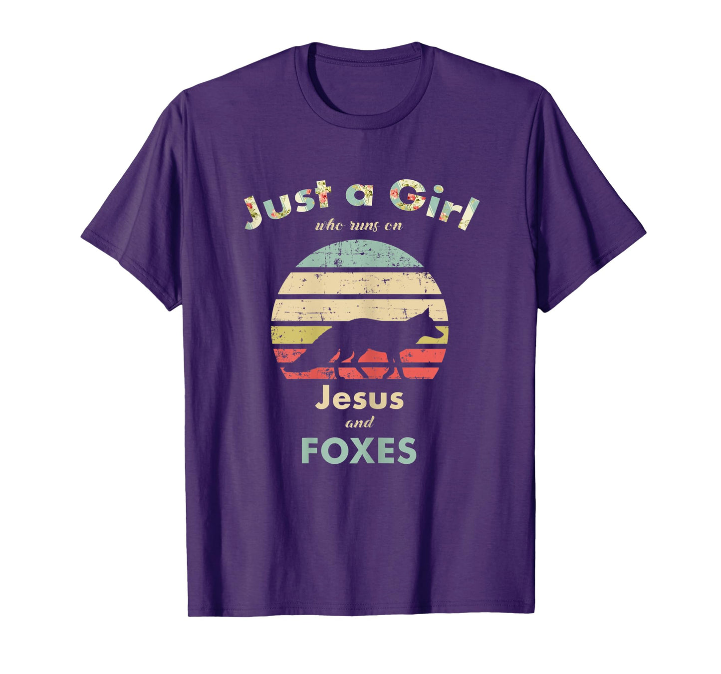 Just A Girl Who Runs on Jesus and Foxes Fox Lover Gift T-Shirt