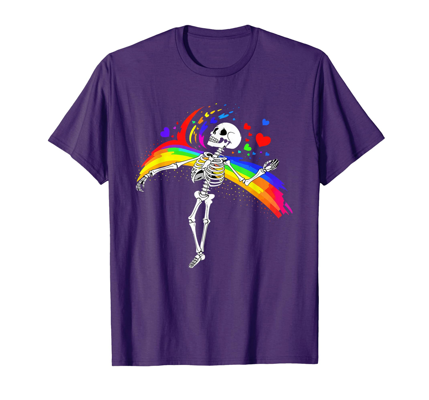 Skeleton LGBT-Q Pride Flag Lazy Halloween Costume Gay Ally T-Shirt