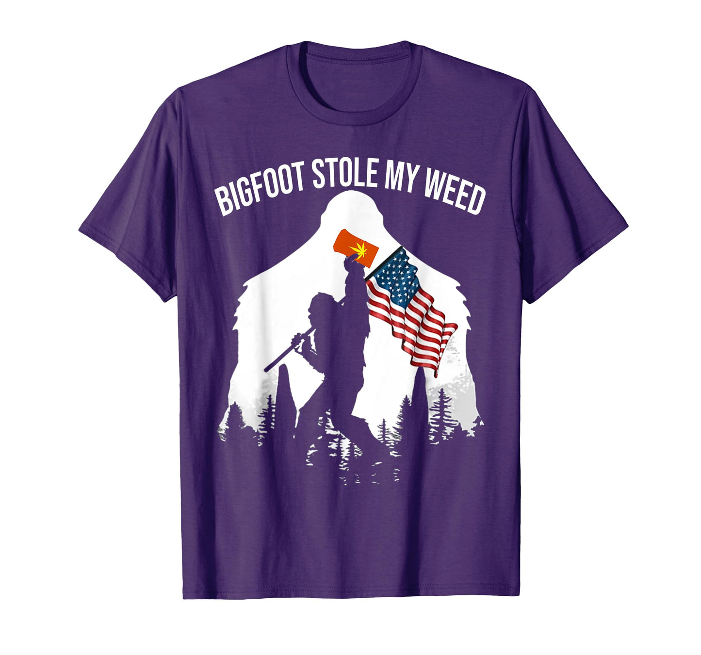 Bigfoot Stole My Weed Funny Retro Sasquatch Forest T-Shirt