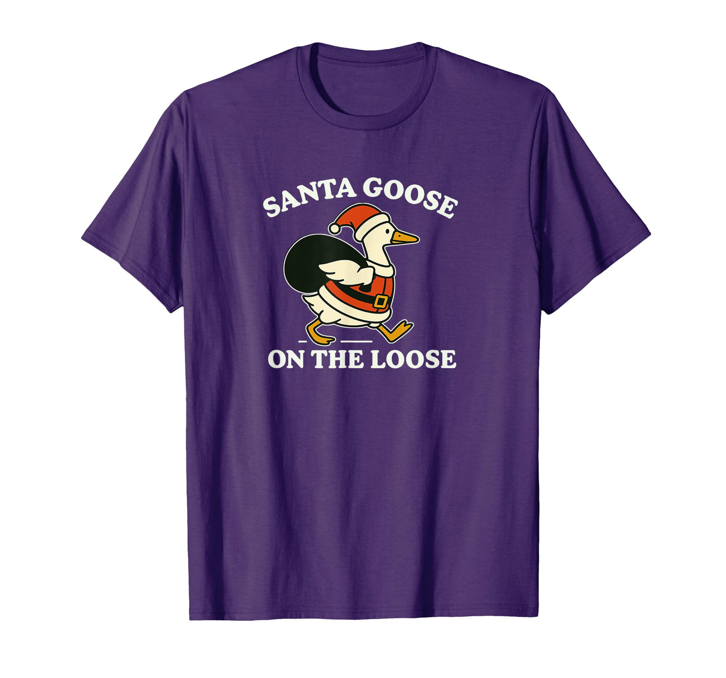 Santa Goose On The Loose Funny Christmas Animal T-Shirt