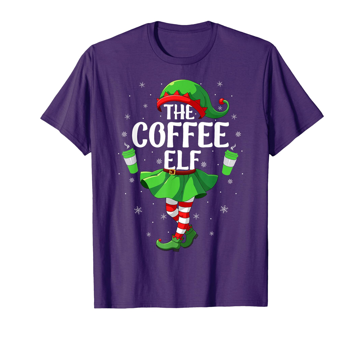 Coffee Elf Christmas Girls Women Elf Squad Xmas Family T-Shirt