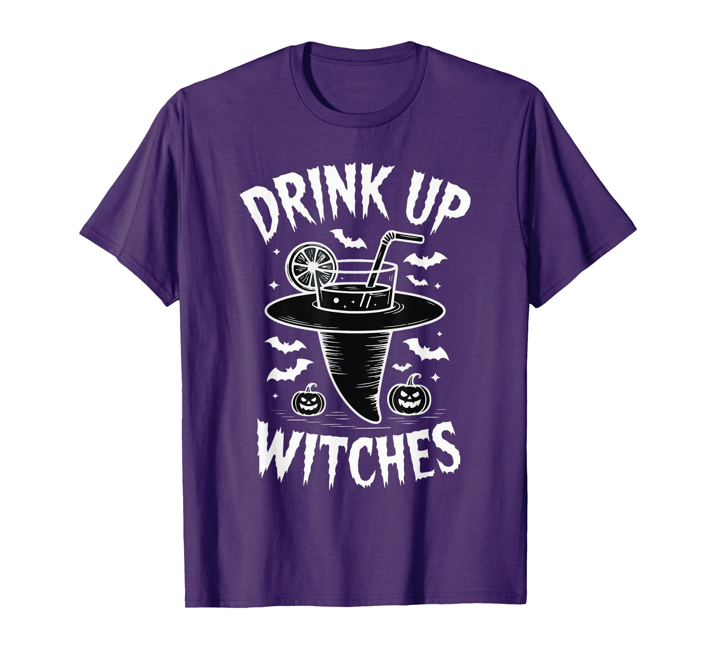 Drink Up Witches Funny Halloween Hat Bartender Ladies Group T-Shirt