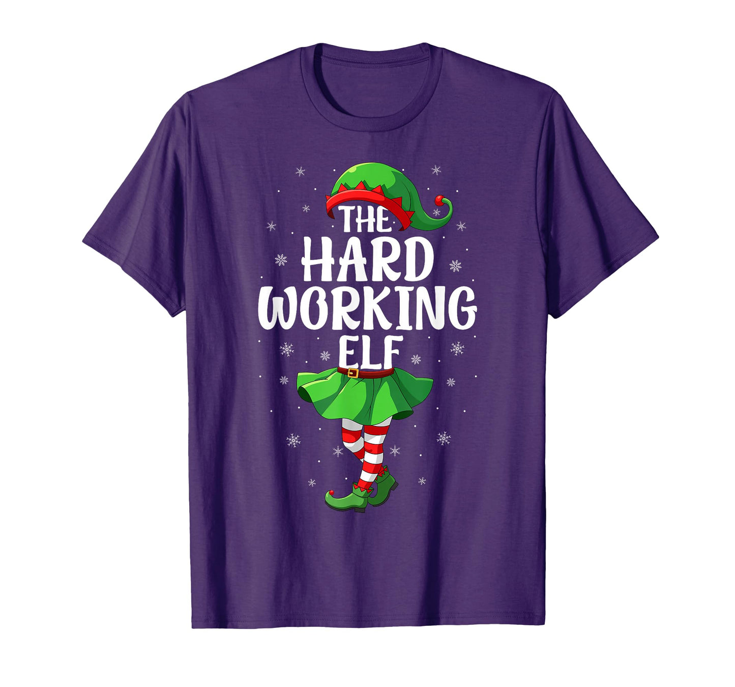 Hard Working Elf Christmas Girls Women Elf Squad Xmas Family T-Shirt