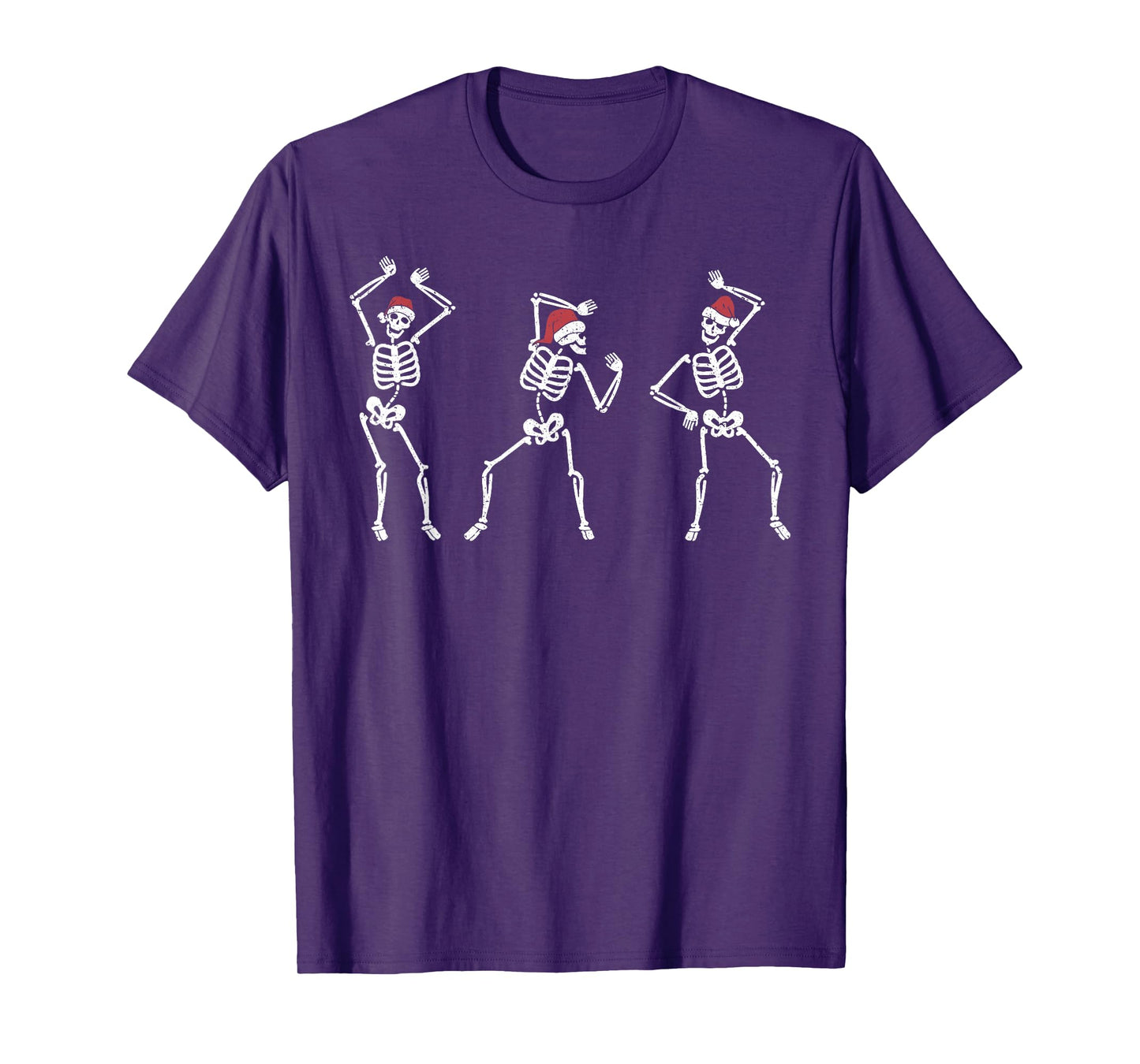 Funny Christmas Dancing Skeletons Santa Hat Women Men Gifts T-Shirt