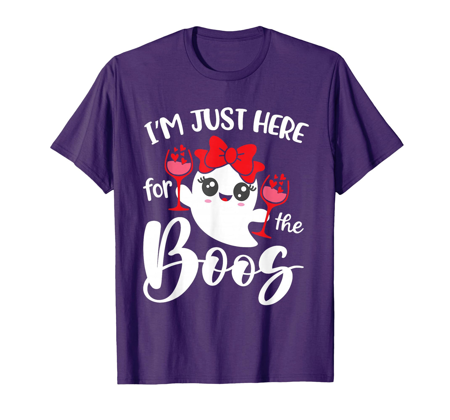 I'm Just Here for The Boos Halloween Women Ghost Cute Funny T-Shirt