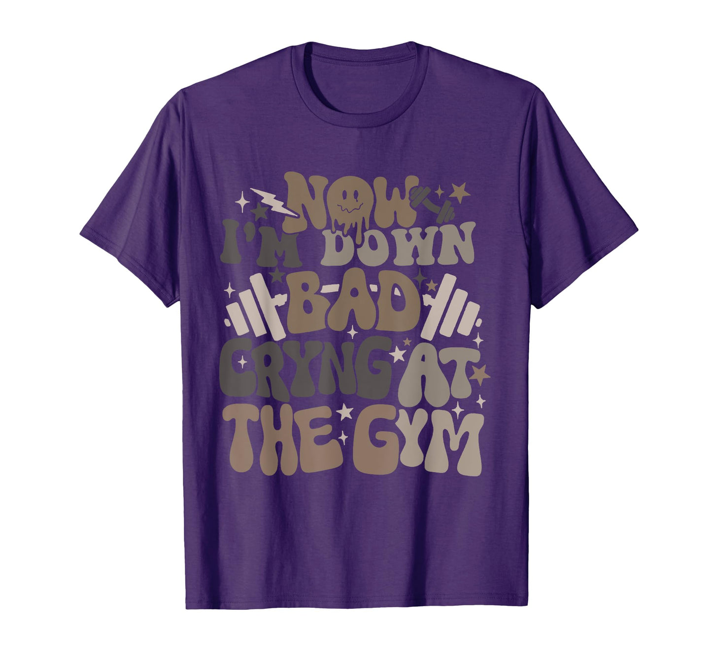 Now I'm Down Bad Crying At The Gym Unisex-Adults T-Shirt, Gym-goers, Young Adults, Black, Small, Short Sleeve