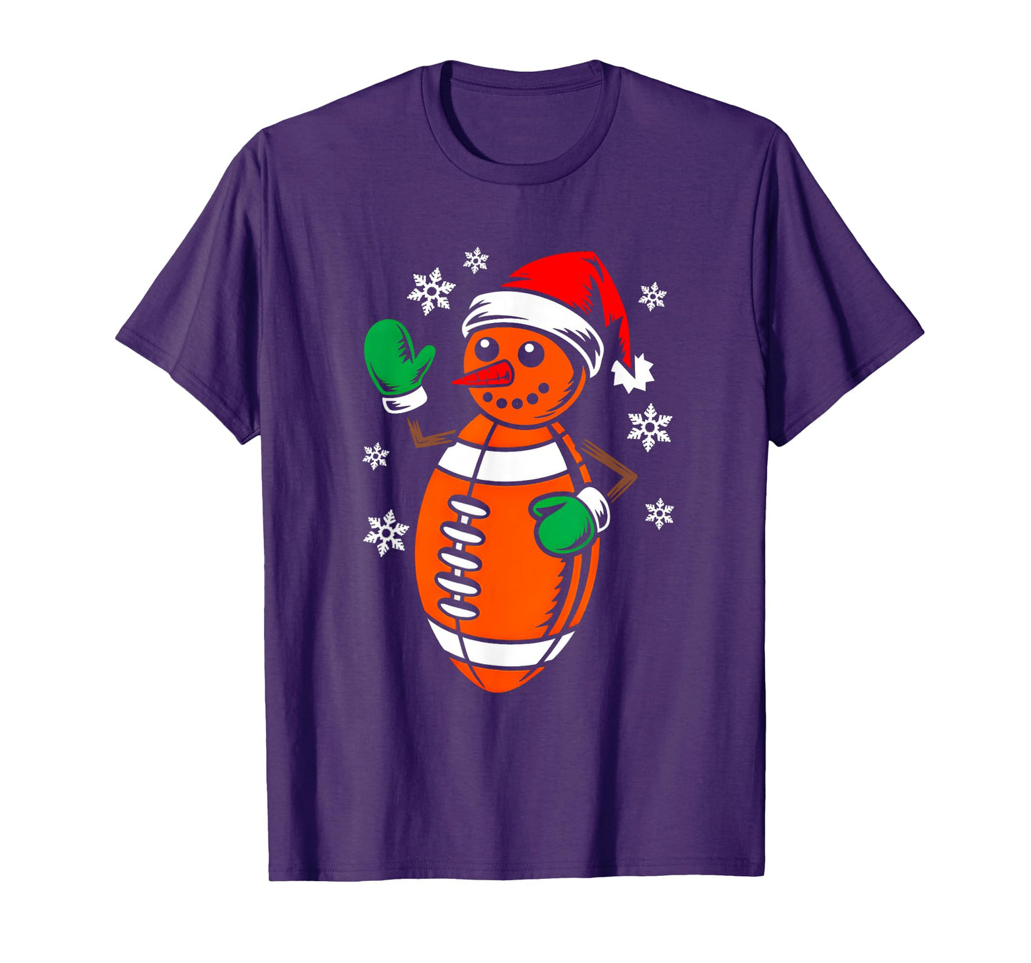 Football Santa Hat Snowman Xmas Funny Football Christmas T-Shirt
