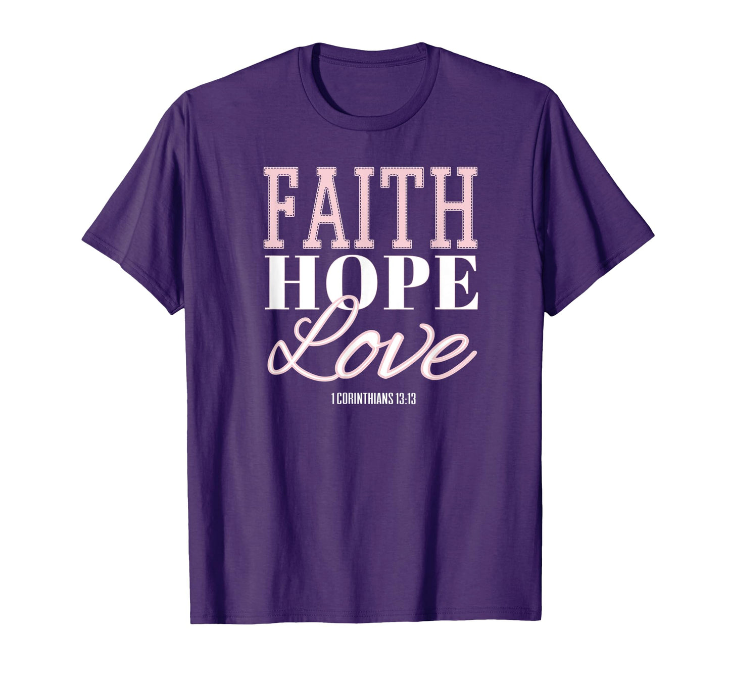 Faith Hope & Love Bible Verse Tees for Women Girls Christian T-Shirt