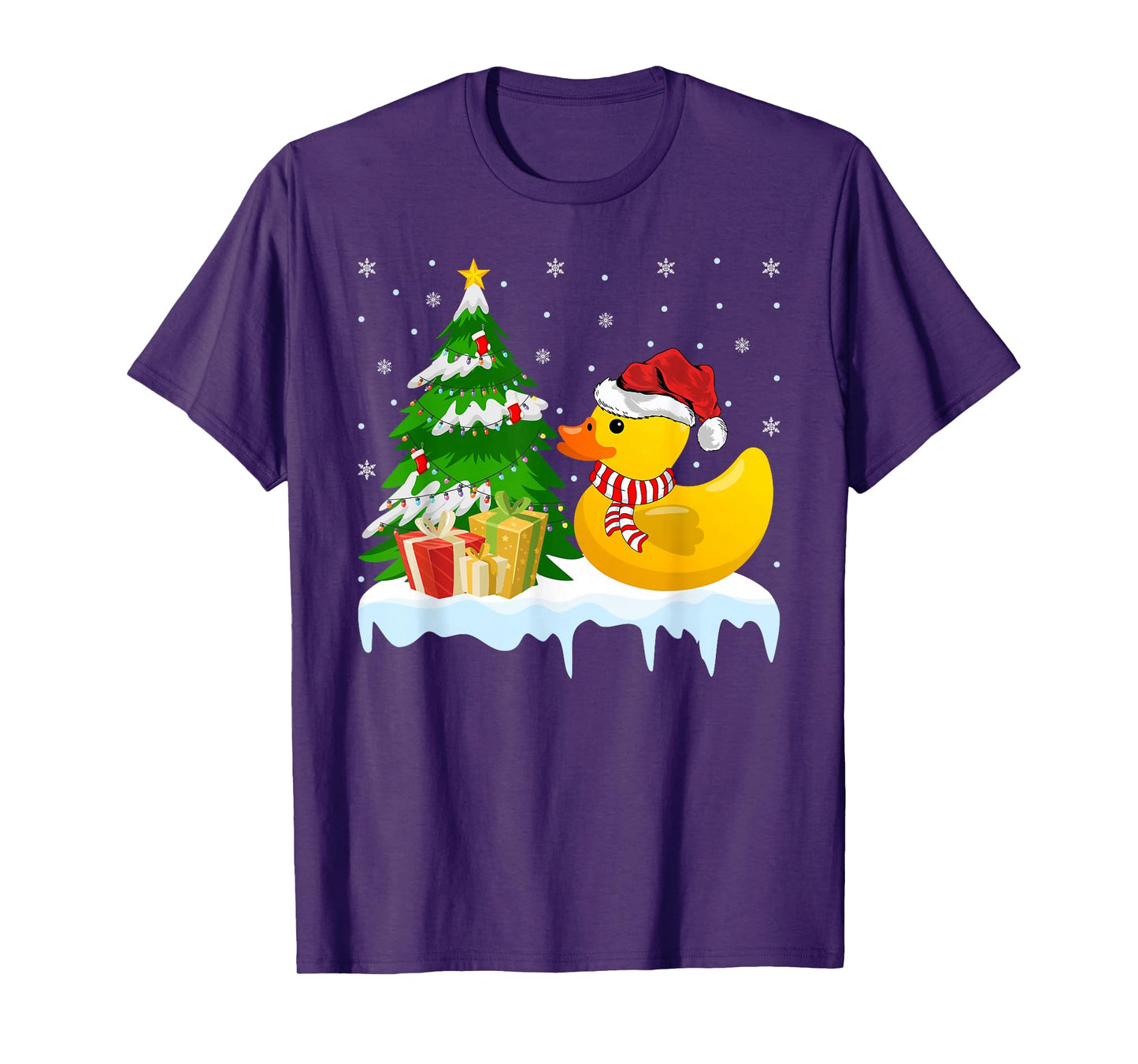 Rubber Duck Christmas Tree Pajamas Lights Xmas T-Shirt