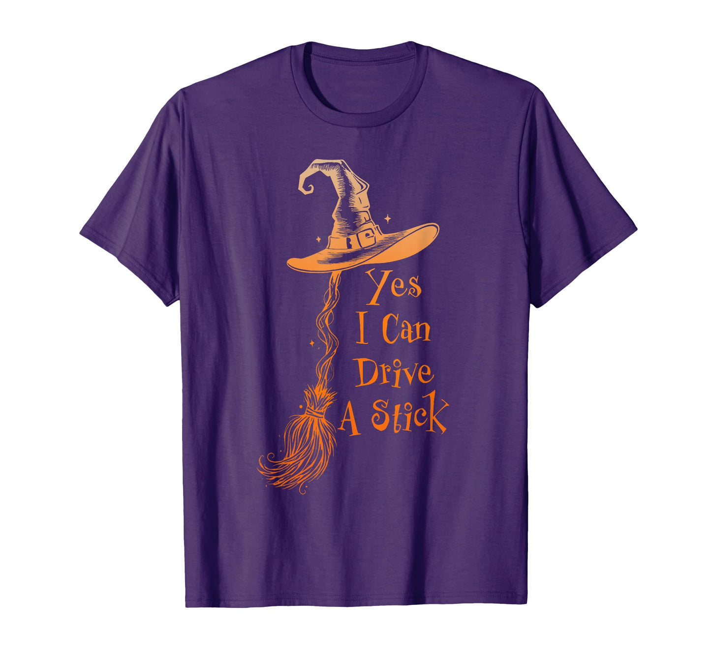 Yes I Can Drive A Stick Funny Halloween Spooky Witch Women T-Shirt
