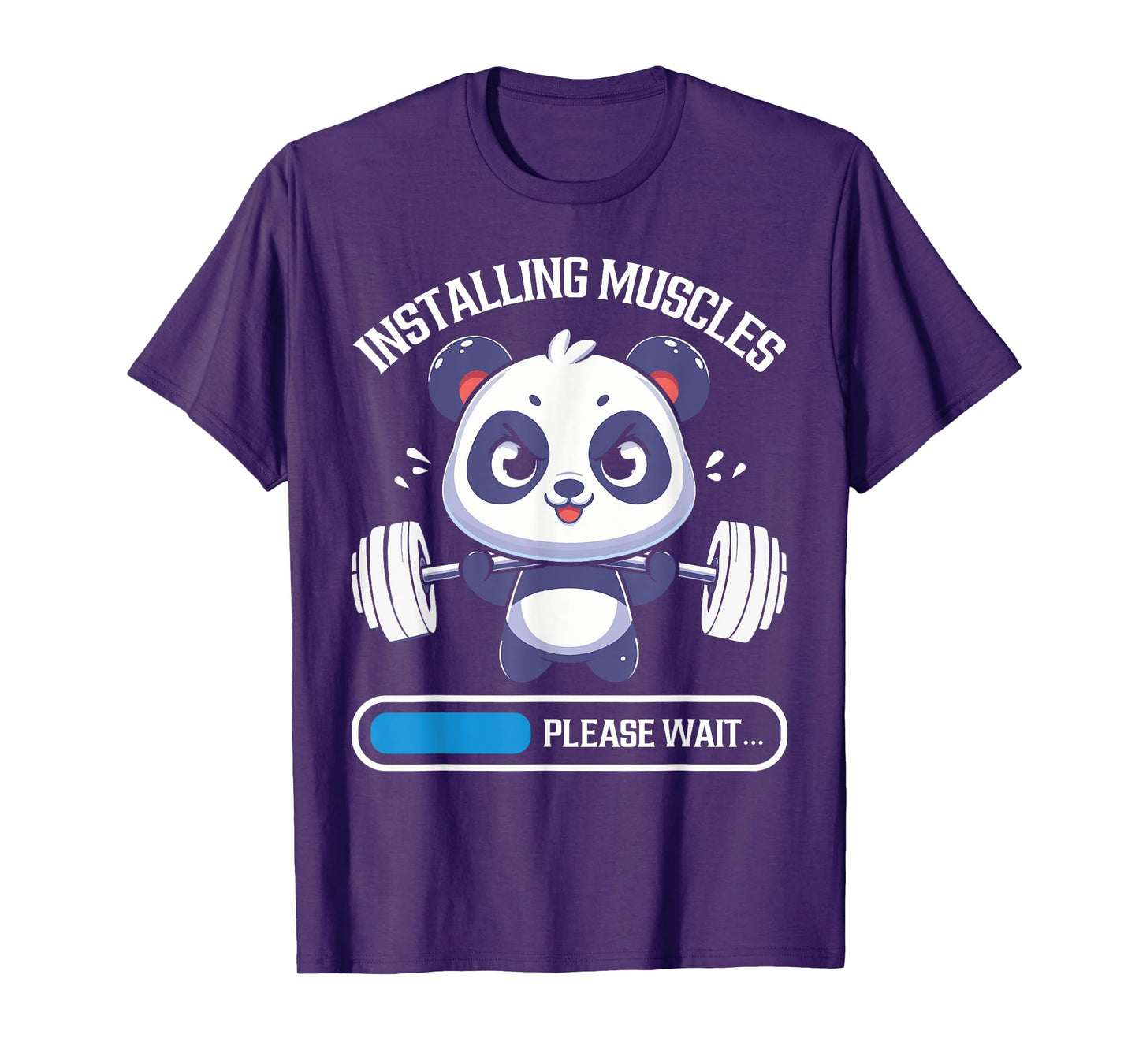 Muscle Building Fitness Panda Weight Lifting Barbell Workout T-Shirt